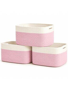 New Cotton Rope Baskets for Shelves, Set of 3, 15x9x10